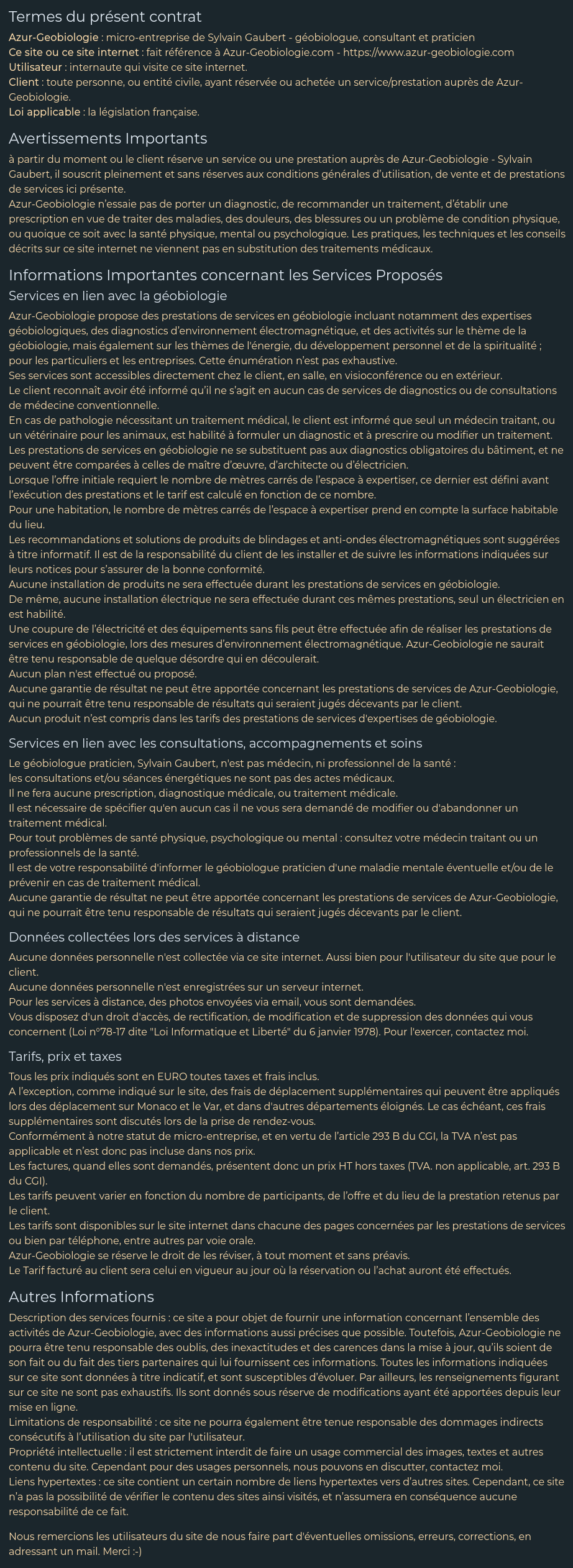 mentions légales FR